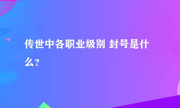 传世中各职业级别 封号是什么？