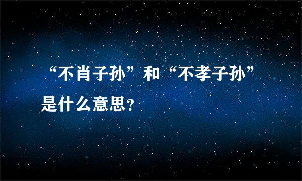 “不肖子孙”和“不孝子孙”是什么意思？