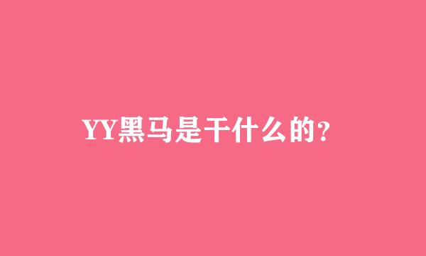 YY黑马是干什么的？