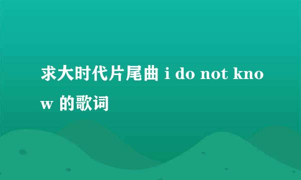 求大时代片尾曲 i do not know 的歌词