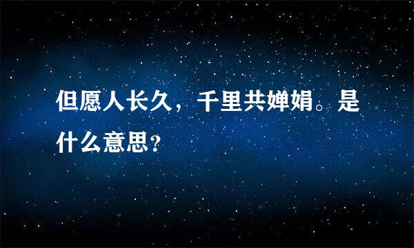 但愿人长久，千里共婵娟。是什么意思？