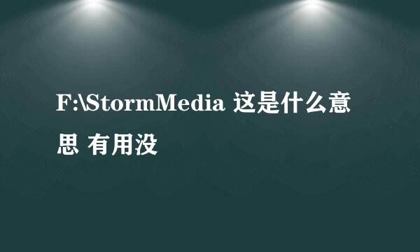 F:\StormMedia 这是什么意思 有用没