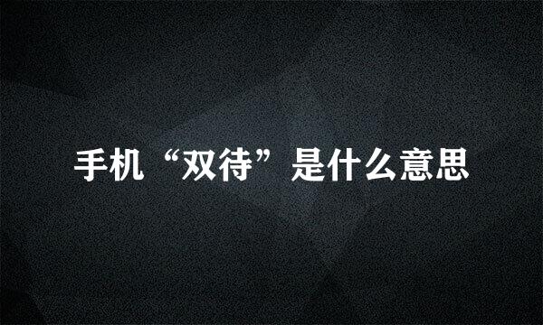 手机“双待”是什么意思