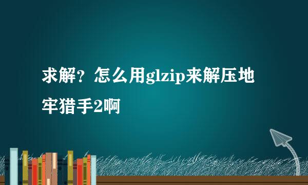 求解？怎么用glzip来解压地牢猎手2啊