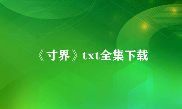 《寸界》txt全集下载