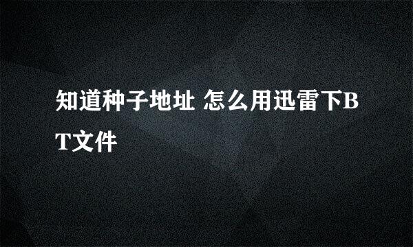 知道种子地址 怎么用迅雷下BT文件