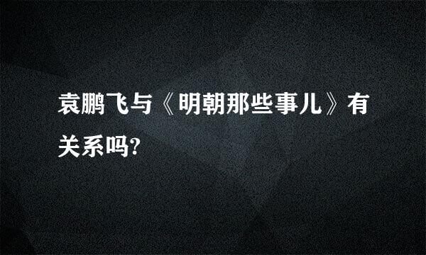 袁鹏飞与《明朝那些事儿》有关系吗?