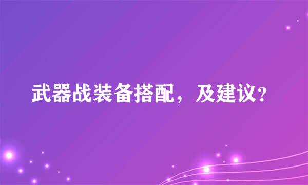 武器战装备搭配，及建议？