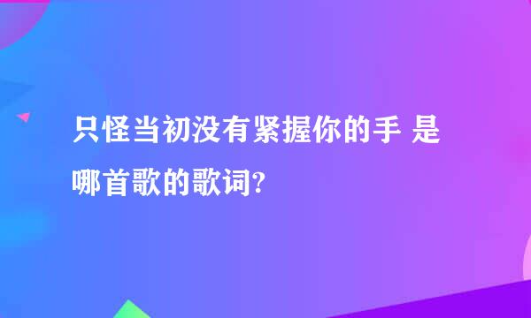 只怪当初没有紧握你的手 是哪首歌的歌词?