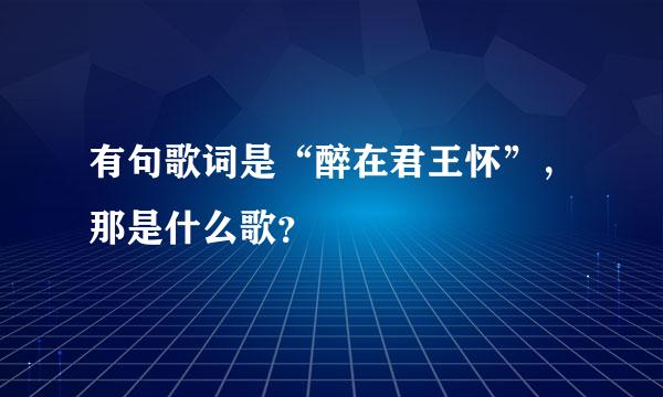 有句歌词是“醉在君王怀”，那是什么歌？