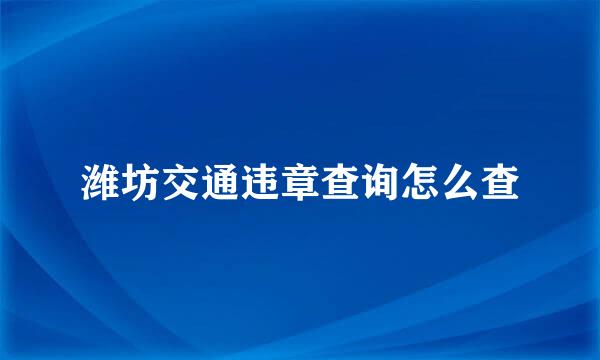 潍坊交通违章查询怎么查