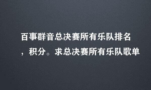 百事群音总决赛所有乐队排名，积分。求总决赛所有乐队歌单