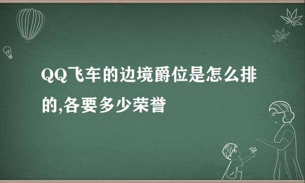 QQ飞车的边境爵位是怎么排的,各要多少荣誉