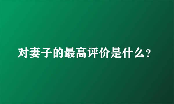 对妻子的最高评价是什么？