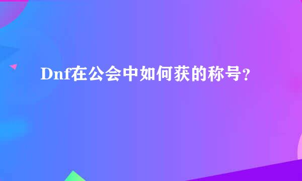 Dnf在公会中如何获的称号？