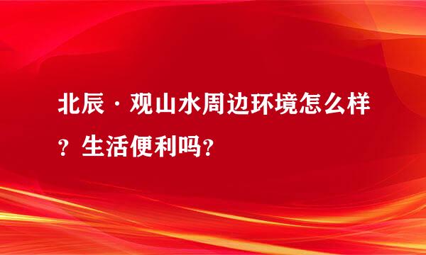 北辰·观山水周边环境怎么样？生活便利吗？