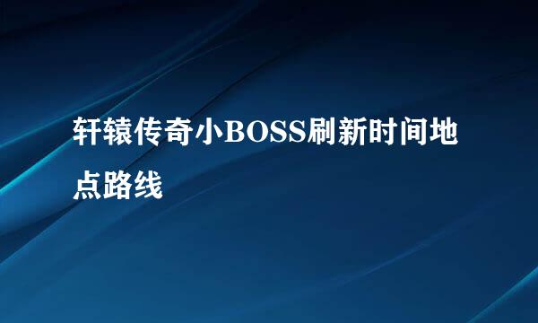 轩辕传奇小BOSS刷新时间地点路线