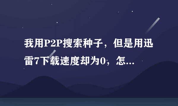 我用P2P搜索种子，但是用迅雷7下载速度却为0，怎么办啊！！！