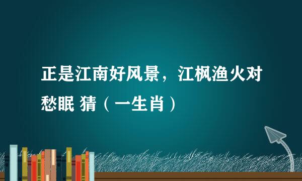 正是江南好风景，江枫渔火对愁眠 猜（一生肖）