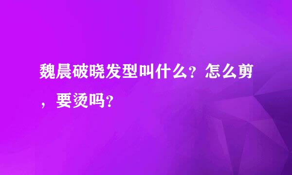 魏晨破晓发型叫什么？怎么剪，要烫吗？