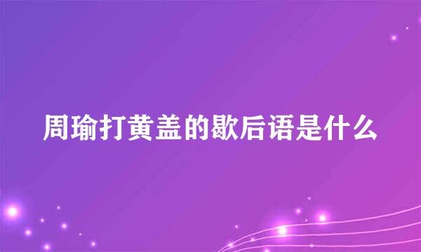 周瑜打黄盖的歇后语是什么