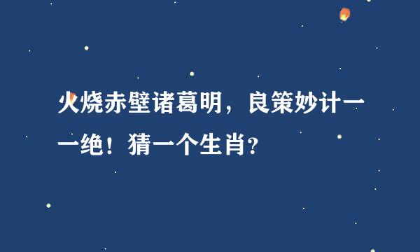 火烧赤壁诸葛明，良策妙计一一绝！猜一个生肖？