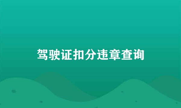 驾驶证扣分违章查询