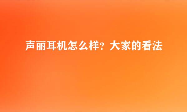 声丽耳机怎么样？大家的看法