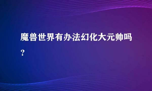 魔兽世界有办法幻化大元帅吗？