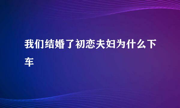 我们结婚了初恋夫妇为什么下车