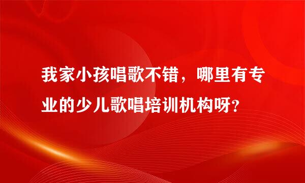 我家小孩唱歌不错，哪里有专业的少儿歌唱培训机构呀？