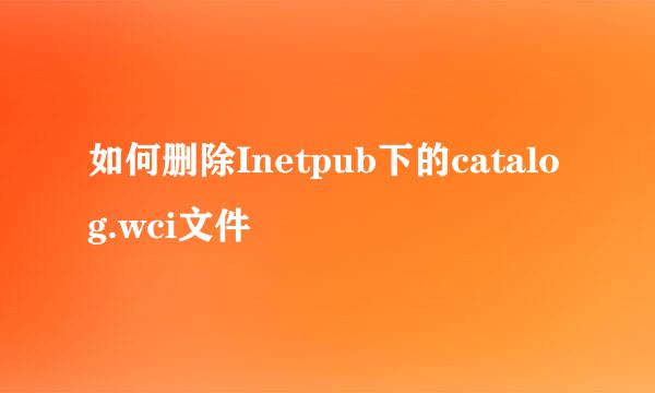 如何删除Inetpub下的catalog.wci文件