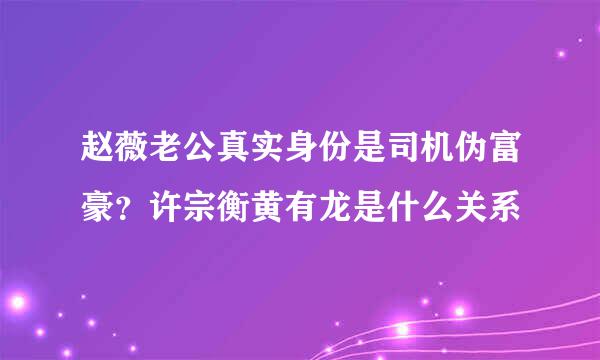 赵薇老公真实身份是司机伪富豪？许宗衡黄有龙是什么关系