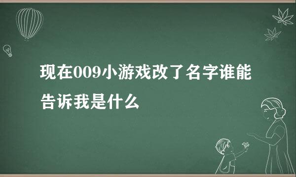 现在009小游戏改了名字谁能告诉我是什么