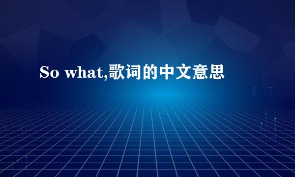 So what,歌词的中文意思