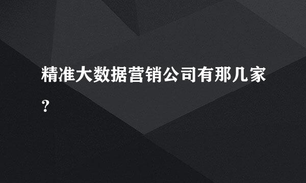 精准大数据营销公司有那几家？