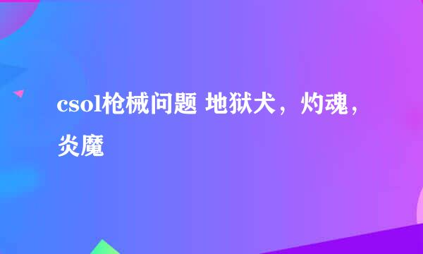 csol枪械问题 地狱犬，灼魂，炎魔