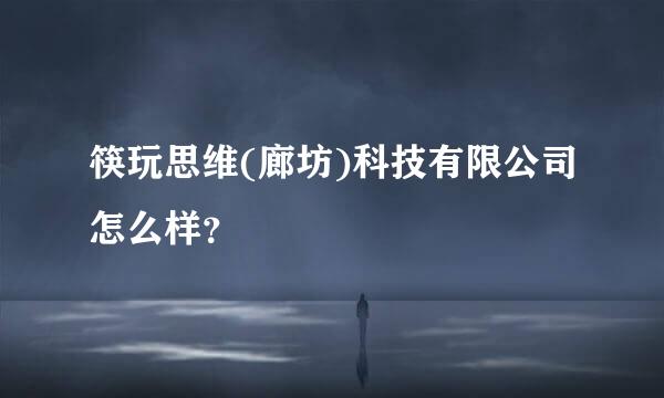 筷玩思维(廊坊)科技有限公司怎么样？