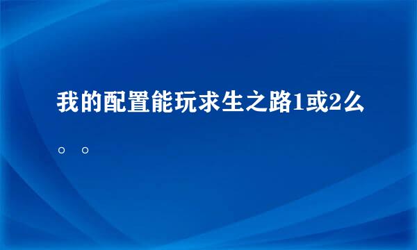 我的配置能玩求生之路1或2么。。