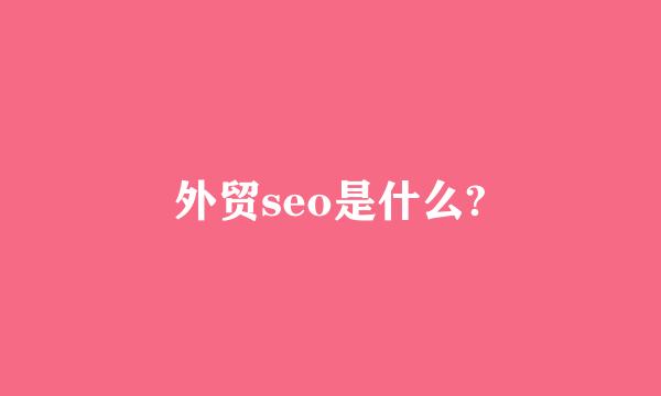 外贸seo是什么?