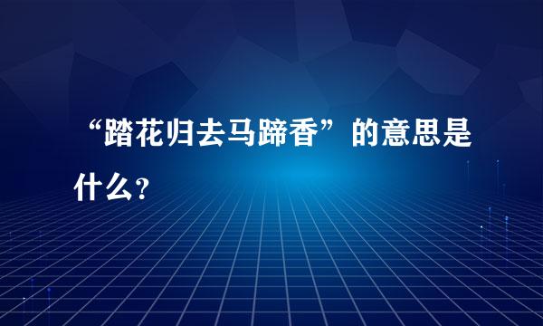 “踏花归去马蹄香”的意思是什么？