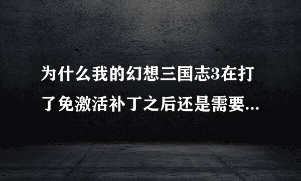 为什么我的幻想三国志3在打了免激活补丁之后还是需要激活码呢？