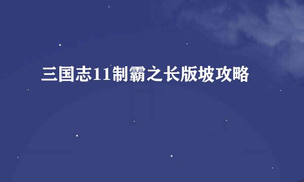 三国志11制霸之长版坡攻略