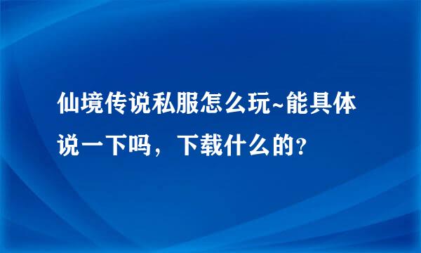 仙境传说私服怎么玩~能具体说一下吗，下载什么的？