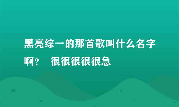 黑亮综一的那首歌叫什么名字啊？  很很很很很急