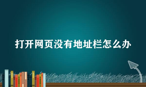 打开网页没有地址栏怎么办