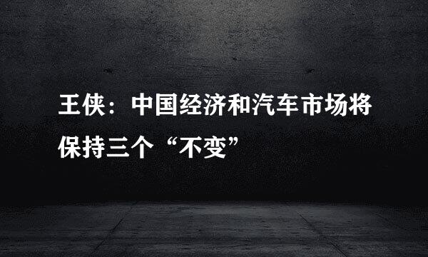 王侠：中国经济和汽车市场将保持三个“不变”