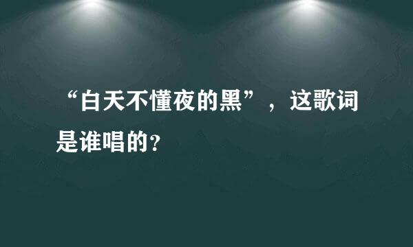 “白天不懂夜的黑”，这歌词是谁唱的？