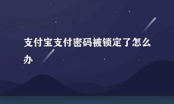 支付宝支付密码被锁定了怎么办