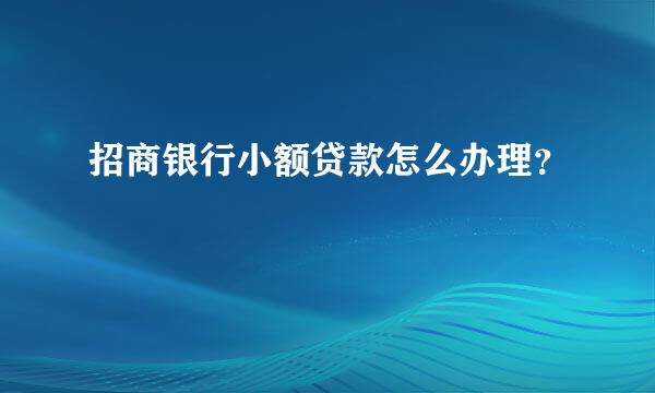 招商银行小额贷款怎么办理？